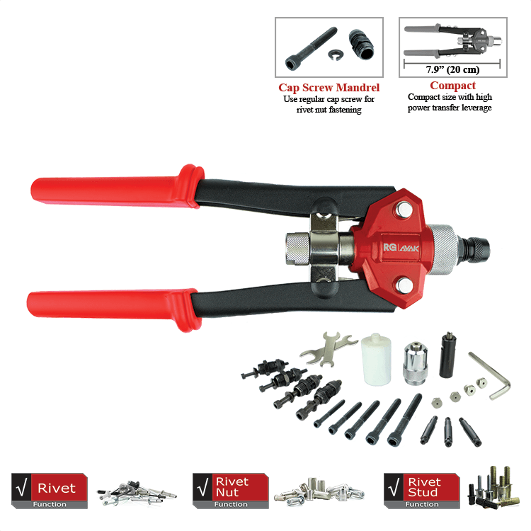 MaxDuty Compact Trio - Rivet, Rivet nut and Rivet Stud tool